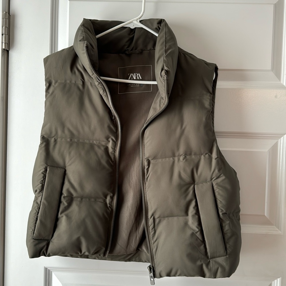 Green Zara puffer vest